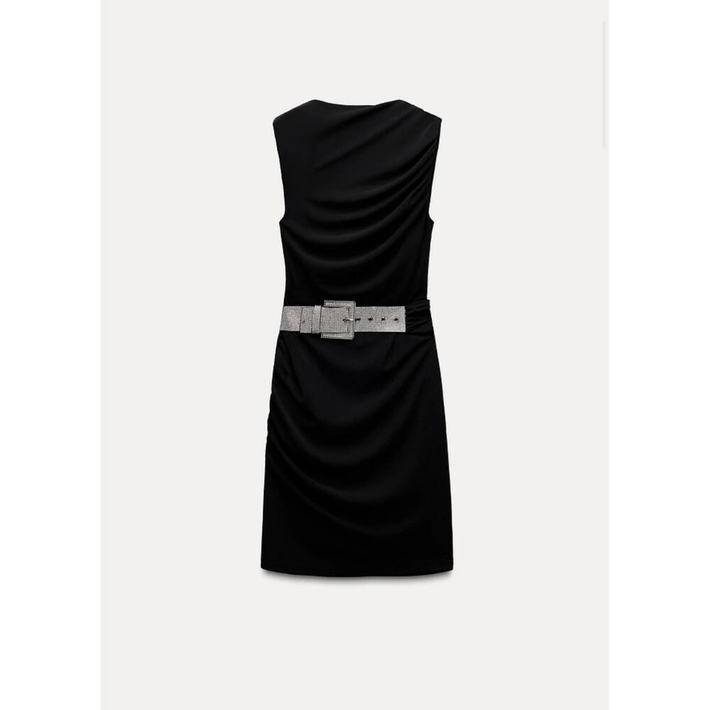 Nwt- Zara - BELTED DRAPED DRESS-XS